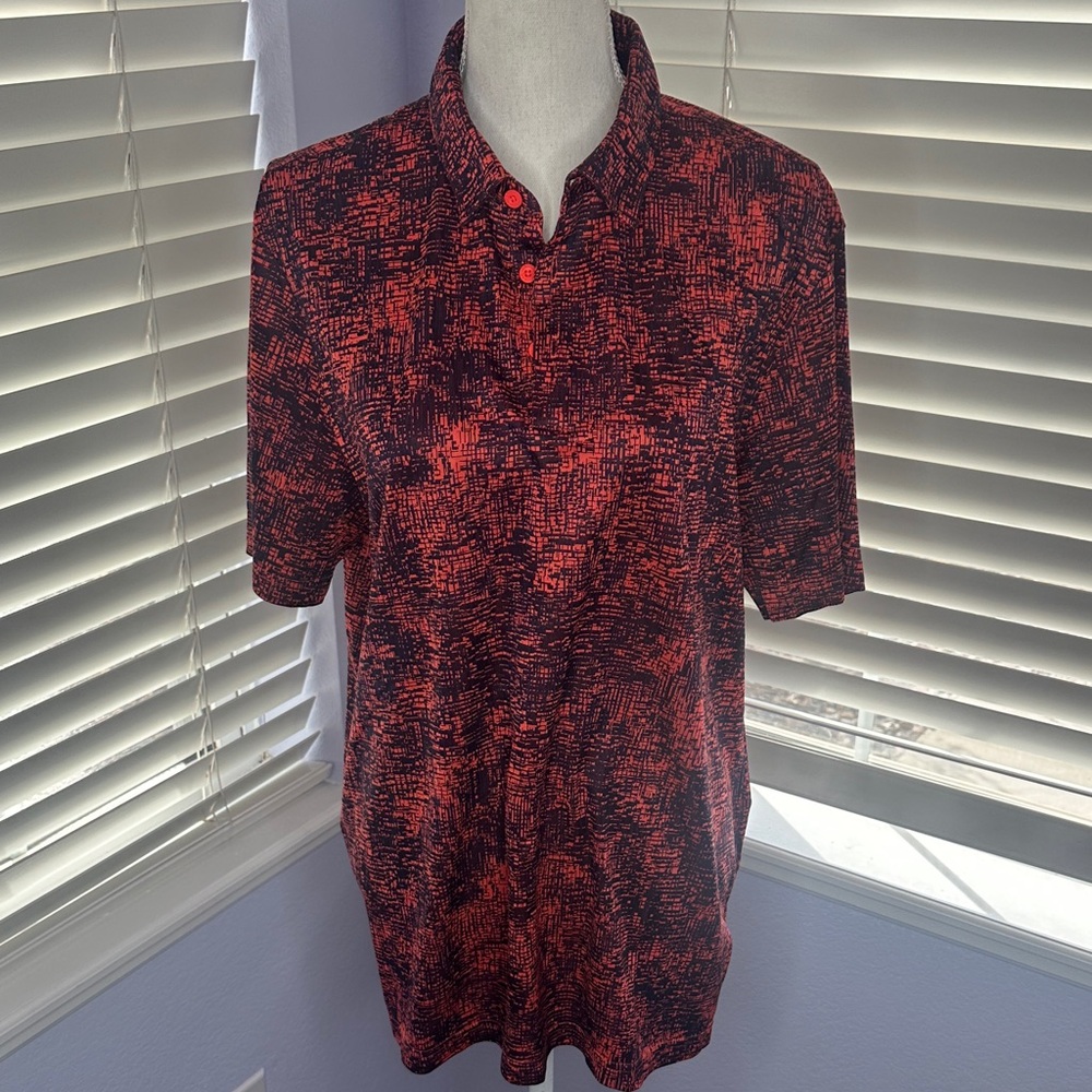 adidas men's Red and Black Polo Shirt